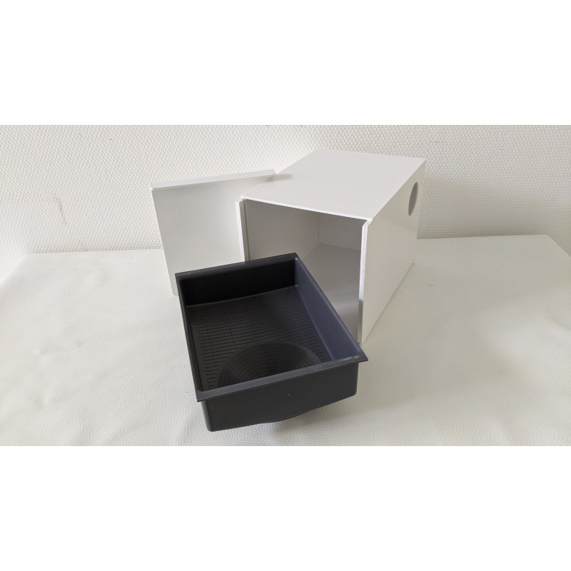 Plastic parakeet nest block in the cage (left model)