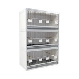 Blok van 3 kooien boven elkaar, per kooi 80cm breed en 40cm hoog