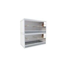 Blok van 2 kooien boven elkaar, per kooi 80cm breed en 40cm hoog met kanarienestlade