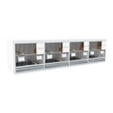 Block of 4 Cages, beside each other, per cage 40cm wide and 40cm high with nesting-box for canaries