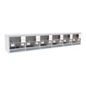 Block of 6 Cages, beside each other, per cage 50cm wide and 40cm high, with nesting-box for finches