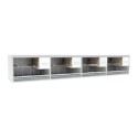 Block of 4 Cages, beside each other, per cage 60cm wide and 40cm high, with nesting-box for parakeets