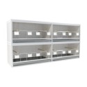 Block of 4 Cages, 2 on top and 2 beside each other, per cage 120cm wide and 40cm high
