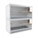 Block of 2 Cages, on top of eachother, per cage 120cm wide and 40cm high, with nesting-box for canaries