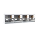 Block of 4 Cages, beside each other, per cage 60cm wide and 50cm high, with nesting-box for finches