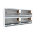 Block of 4 Cages, 2 on top and 2 beside each other, per cage 80cm wide and 50cm high, with nesting-box for finches
