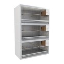 Block of 3 Cages, on top of eachother, per cage 100cm wide and 50cm high, with nesting-box for finches