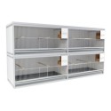 Block of 4 Cages, 2 on top and 2 beside each other, per cage 100cm wide and 50cm high, with nesting-box for finches