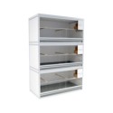 Block of 3 Cages, on top of eachother, per cage 100cm wide and 50cm high, with nesting-box for canaries