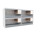 Block of 4 Cages, 2 on top and 2 beside each other, per cage 100cm wide and 50cm high, with nesting-box for parakeets