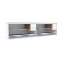 Block of 2 Cages, beside each other, per cage 120cm wide and 50cm high, with nesting-box for parakeets