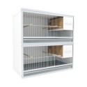 Block of 2 Cages, on top of eachother, per cage 100cm wide and 60cm high, with nesting-box for parakeets