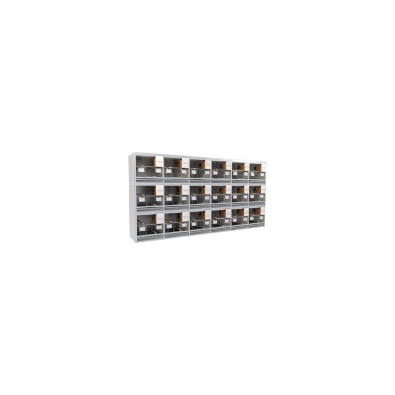 Block of 18 Cages, 3 on top and 6 beside each other