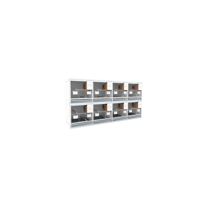 Blok van 8 kooien, 2 boven en 4 naast elkaar 40/50/vink